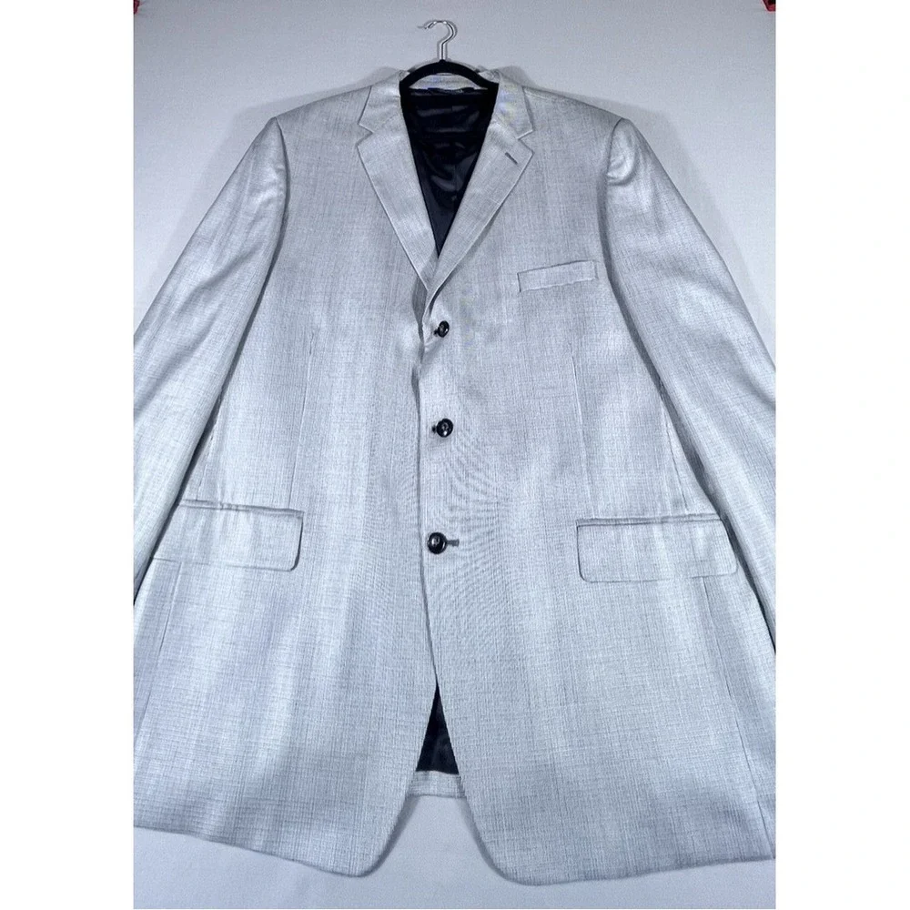 Stafford Men's Light Grey Micro Check Three Button Blazer Jacket Business Casual